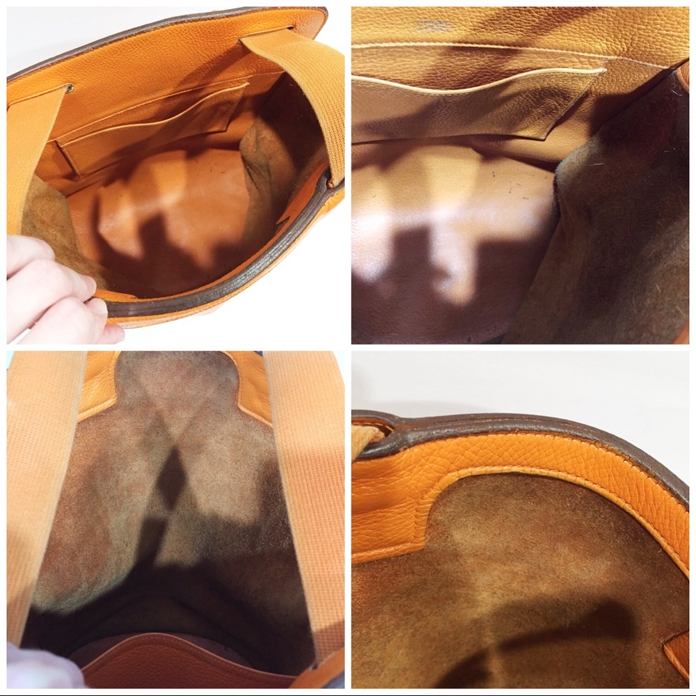 ❤️SOLD❤️Hermes Orange Clemence Leather Sherpa GM Backpack - Picture 11 of 16
